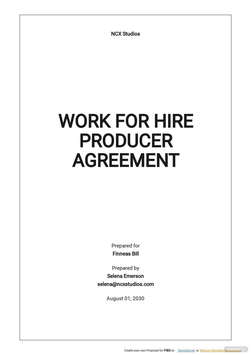 Work For Hire Producer Agreement Template Google Docs Word Apple