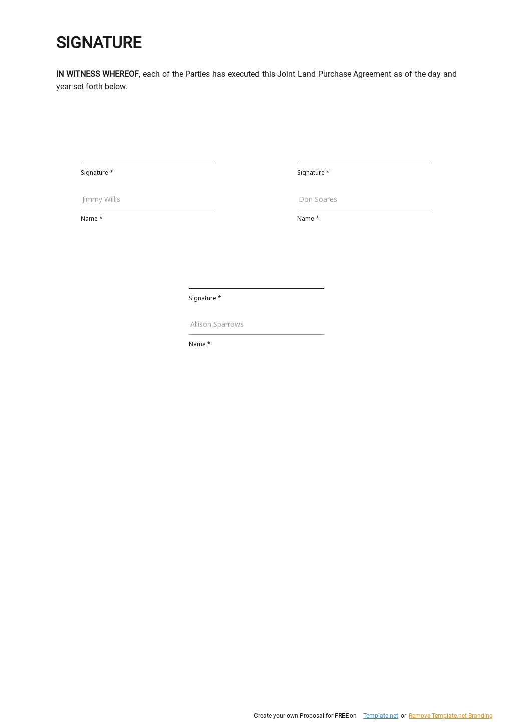 Joint Land Purchase Agreement Template [Free PDF]