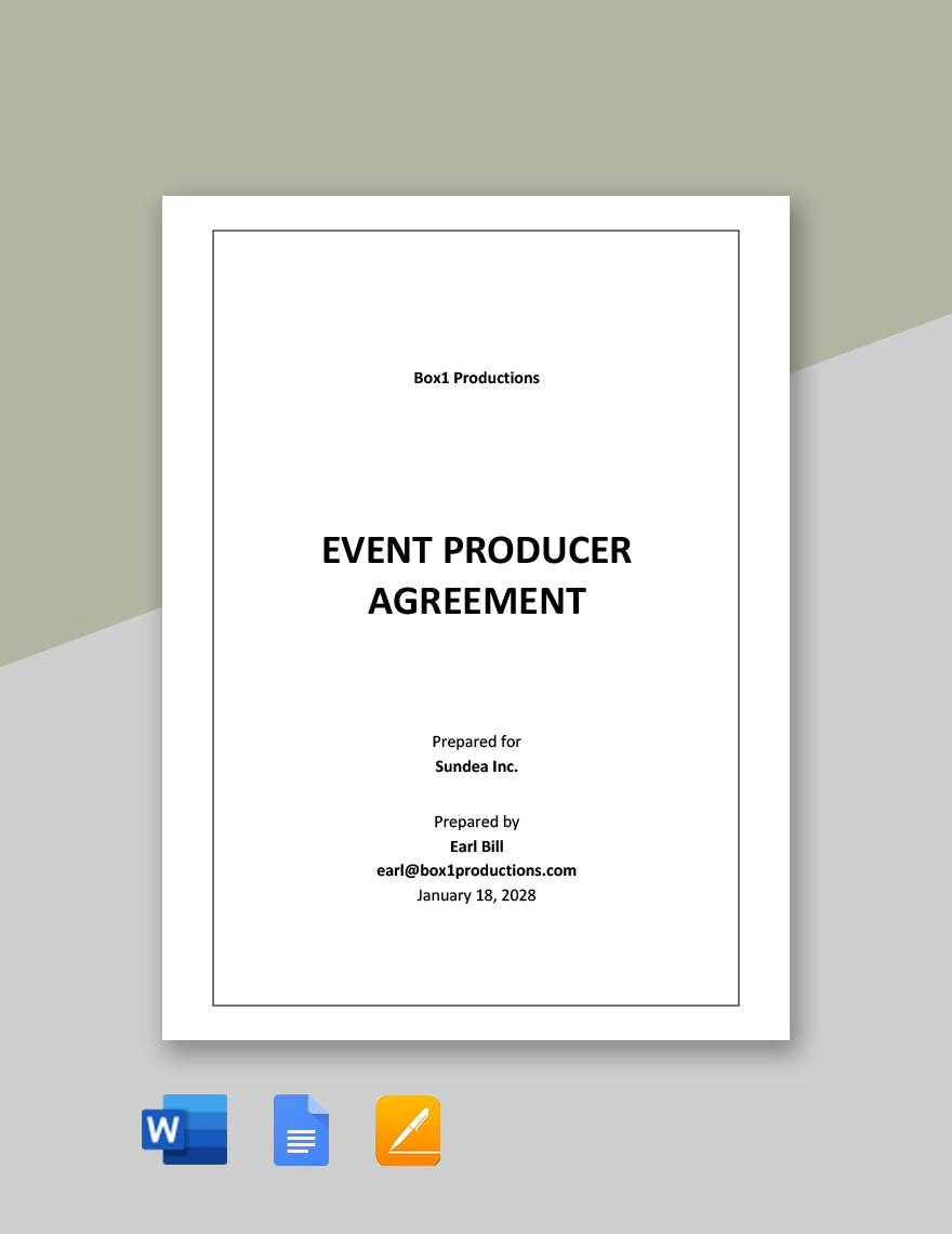 Event Producer Agreement Template in Word, Google Docs, Apple Pages