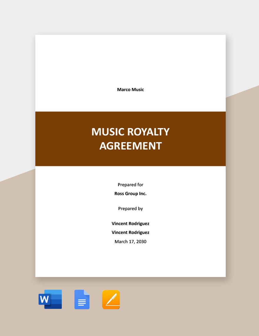 Music Royalty Agreement Template in Word, Google Docs, Apple Pages