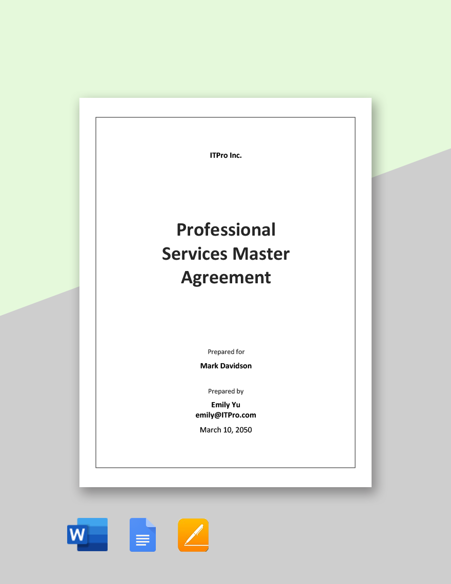 Professional Services Master Agreement Template