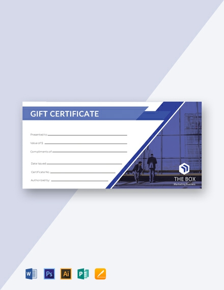 Business Gift Certificate Template - Illustrator, Word, Apple Pages, PSD, Publisher
