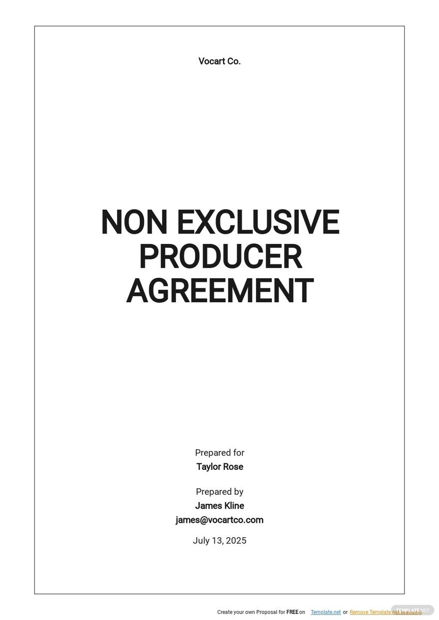 Non Exclusive Producer Agreement Template