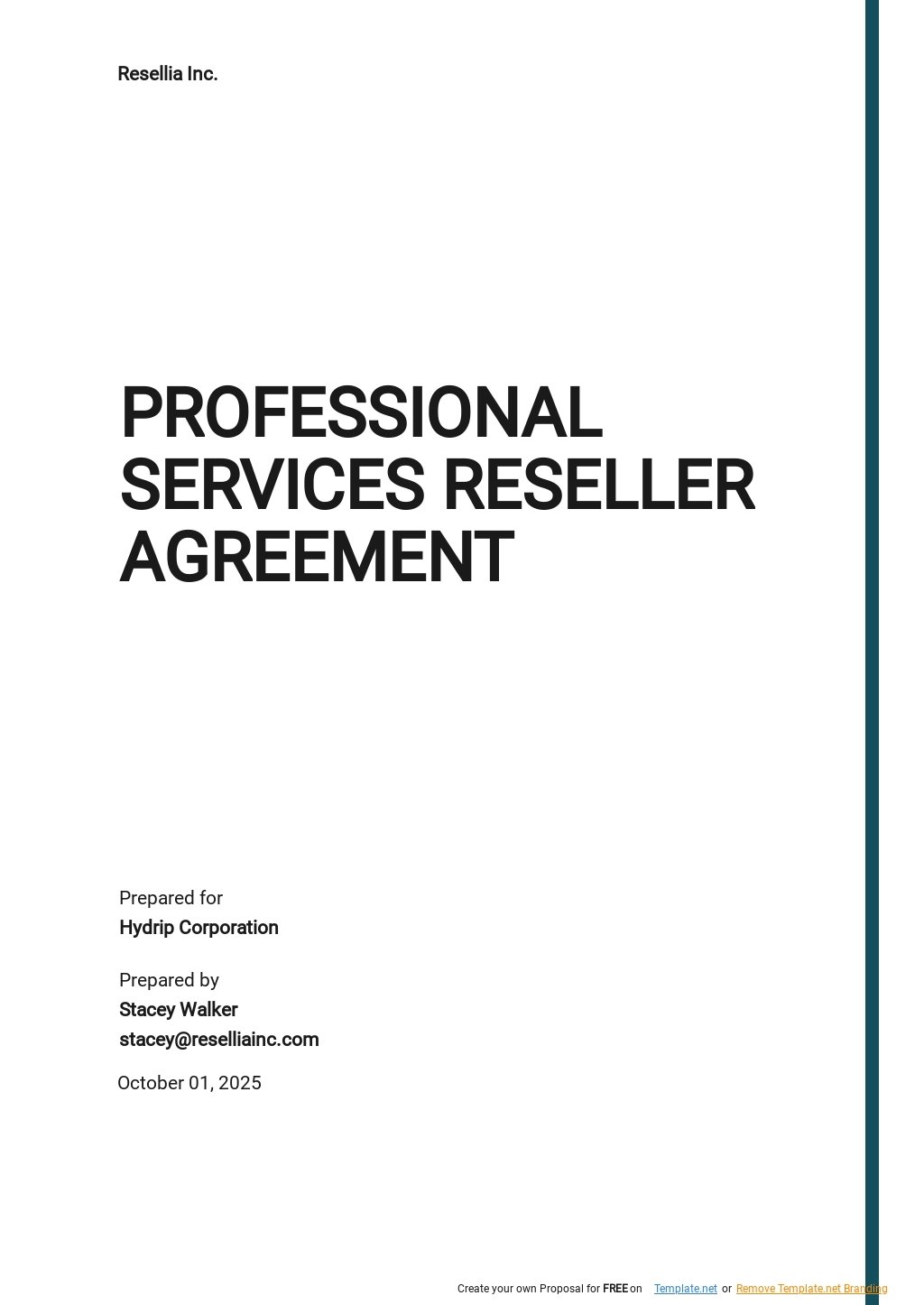 Professional Services Reseller Agreement Template