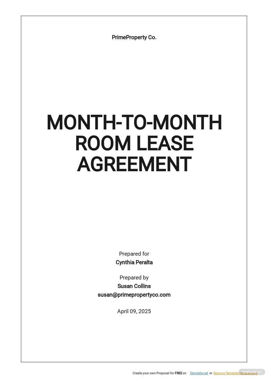 Month To Month Room Lease Agreement Template
