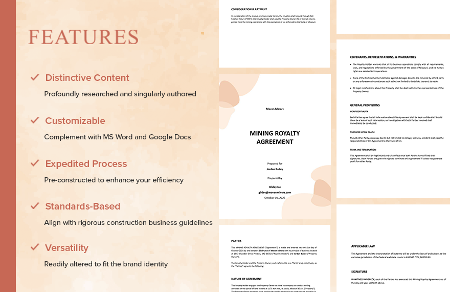 Mining Royalty Agreement Template