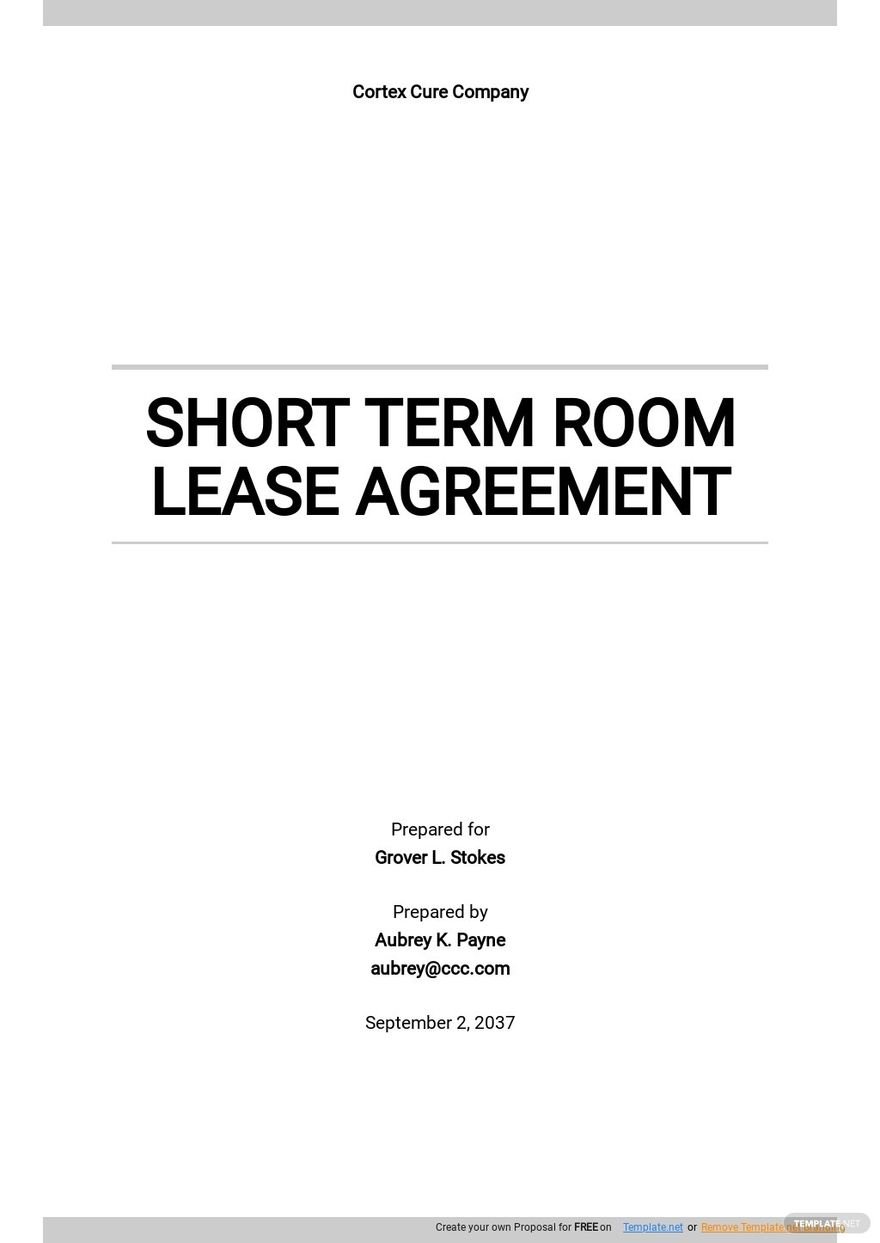 Short Term Room Lease Agreement Template