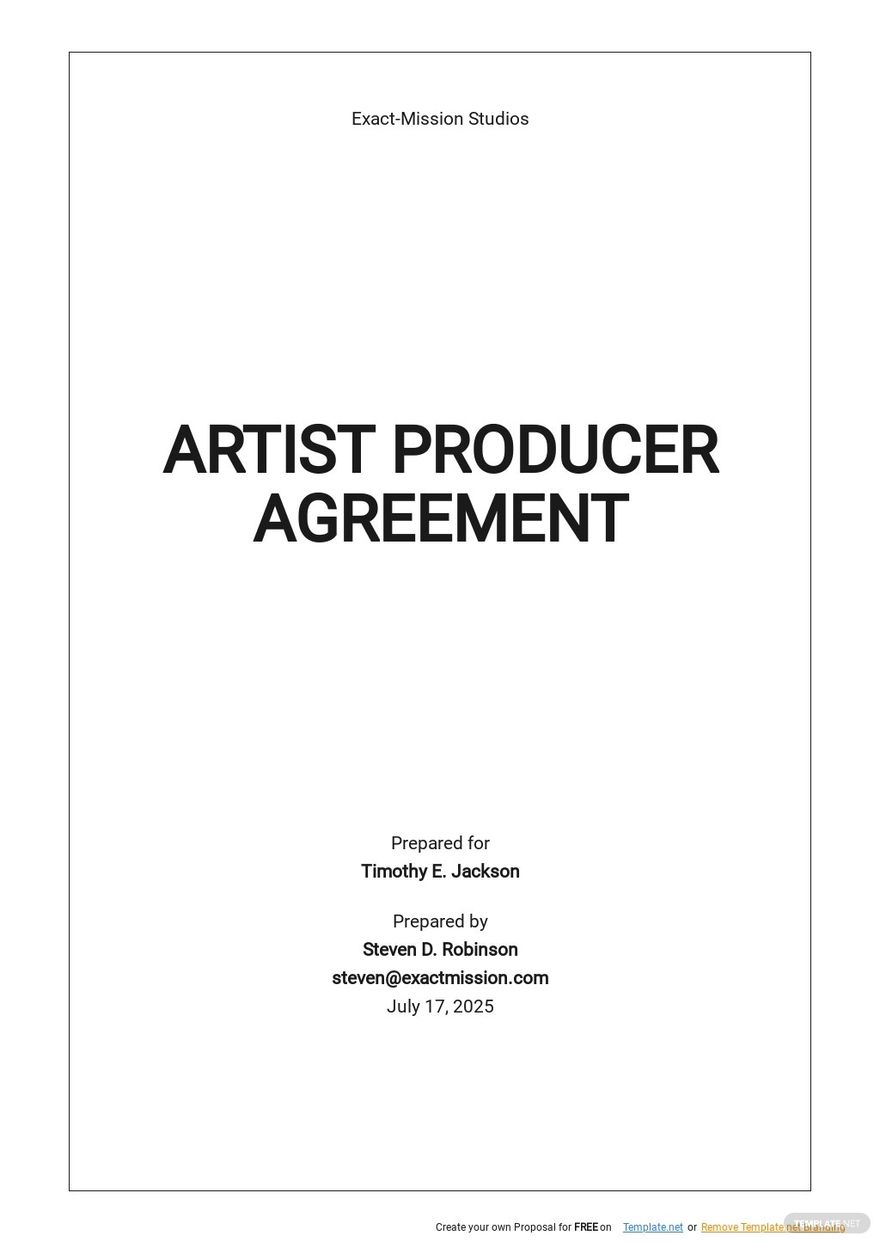 Free Artist Performance Agreement Template Google Docs, Word, Apple