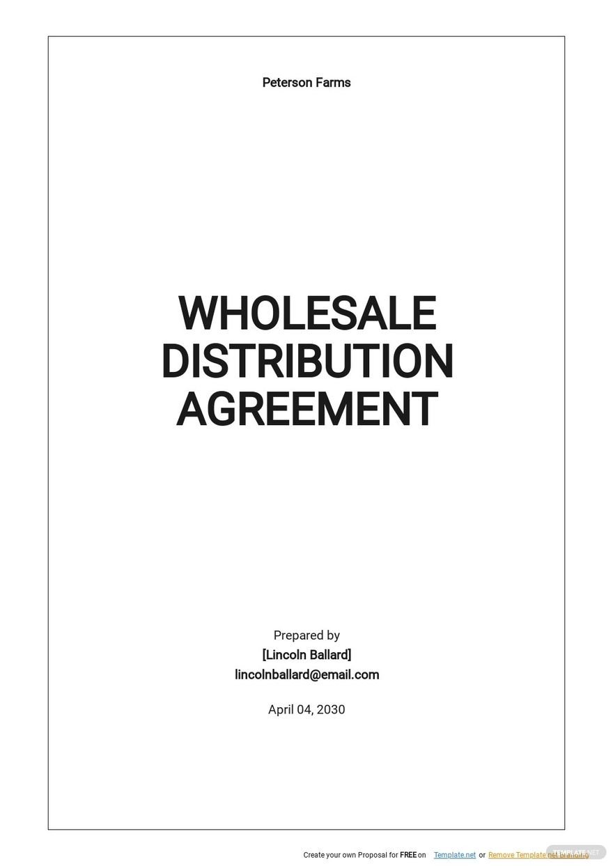 Wholesale Distribution Agreement Template