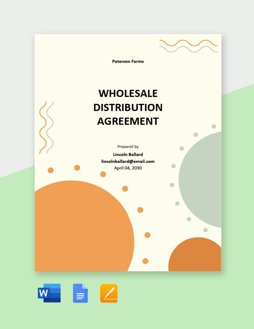 Wholesale Distribution Agreement Template in Word, Google Docs, Apple Pages