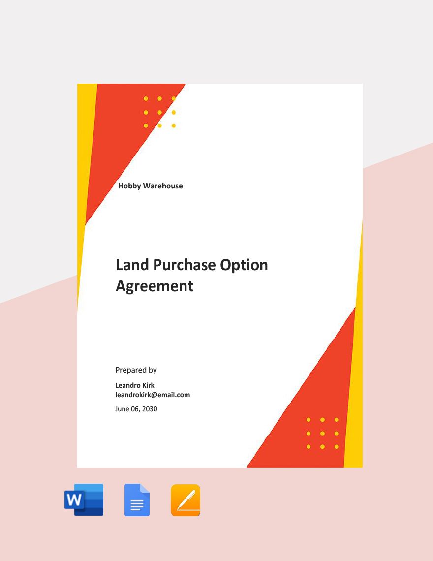 Land Purchase Option Agreement Template