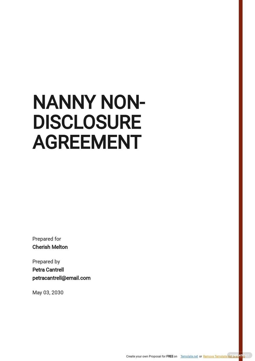 Nanny Non-Disclosure Agreement Template