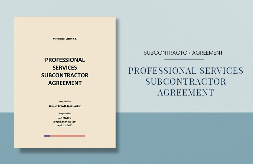 Professional Services Subcontractor Agreement Template in Word, Google Docs, Apple Pages