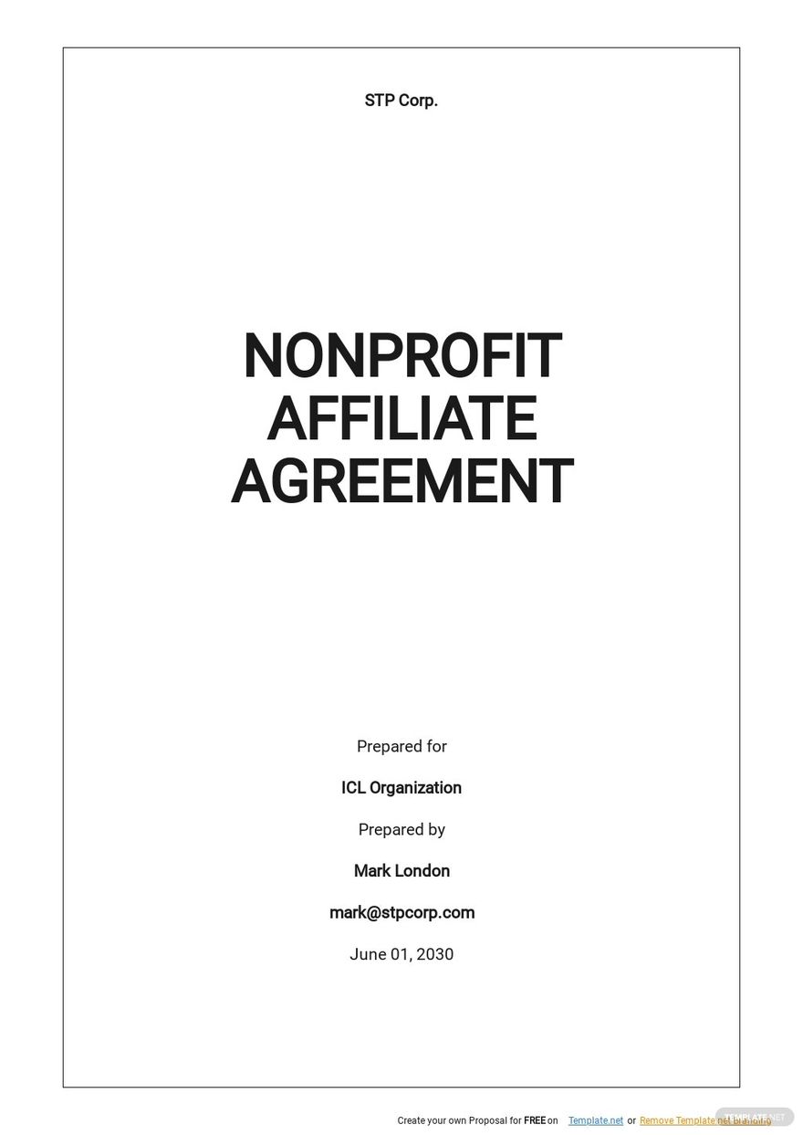Nonprofit Affiliate Agreement Template