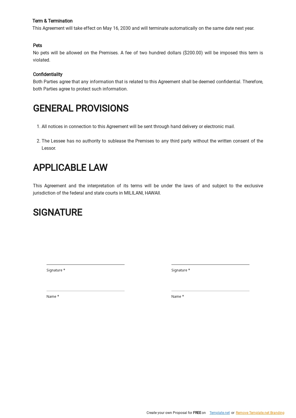 FREE Simple Apartment Lease Agreement Template in Google Docs, Word ...