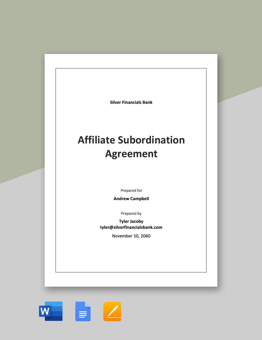 Affiliate Subordination Agreement Template 