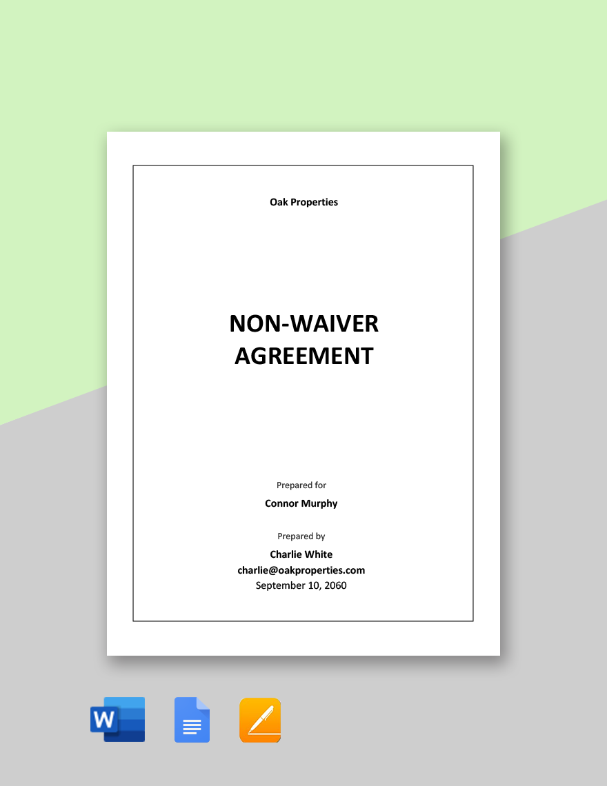 Non-Waiver Agreement Template 