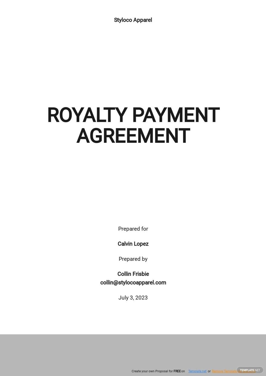 Royalty Payment Agreement Template Google Docs, Word, Apple Pages