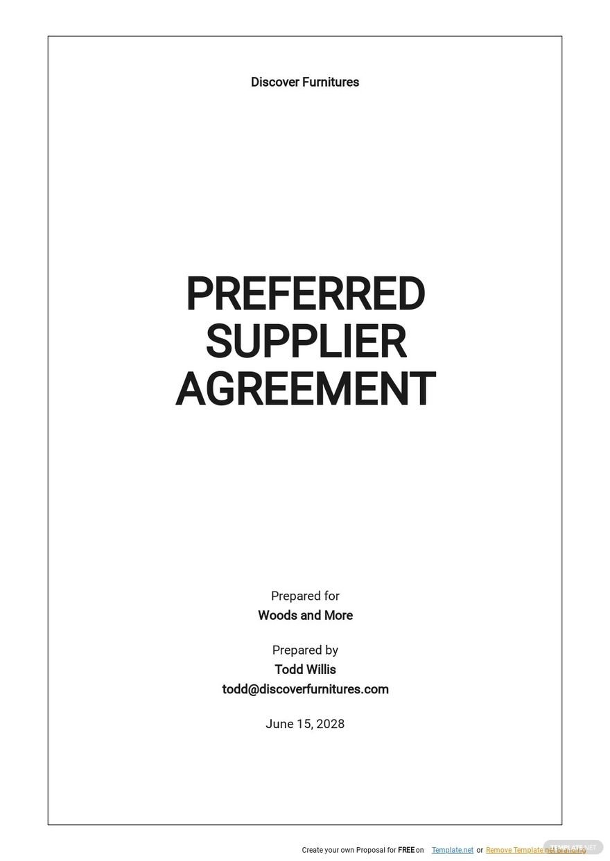 Preferred Supplier Agreement Template - Google Docs, Word For preferred supplier agreement template