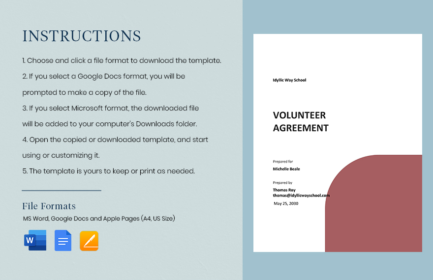 Sample Volunteer Agreement Template