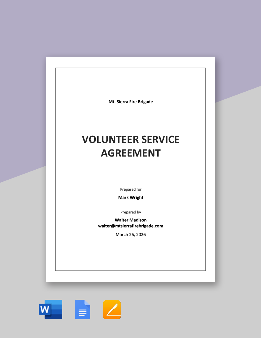 Volunteer Service Agreement Template