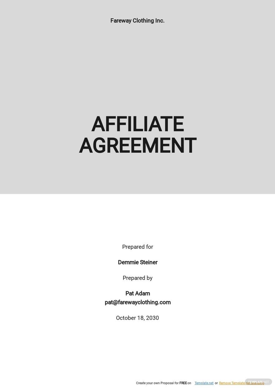 Free Simple Affiliate Agreement Template
