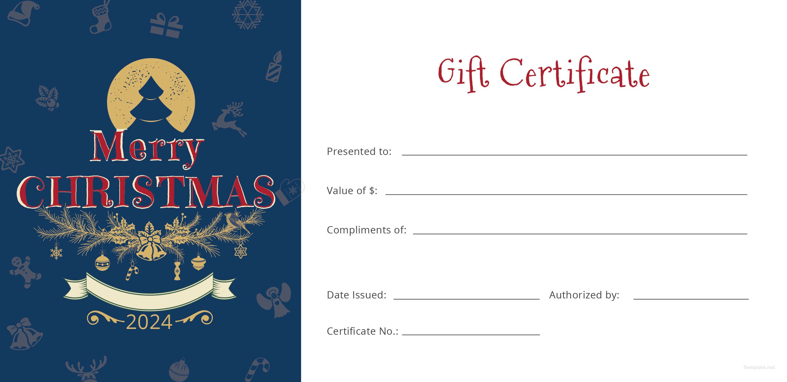 Free Christmas Gift Certificate Template in Adobe Illustrator