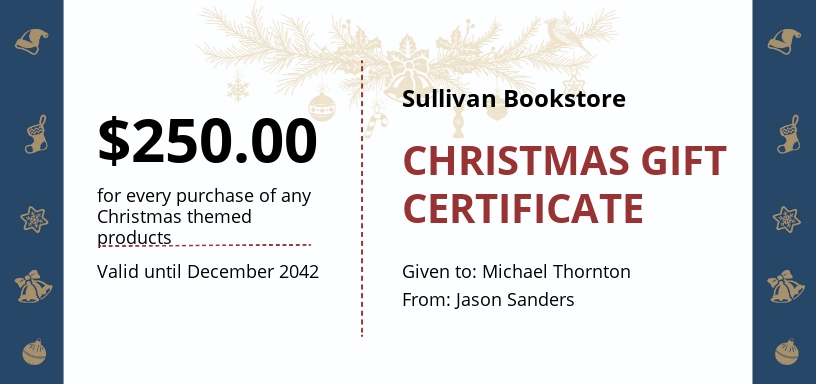 Christmas Gift Certificate Template - Google Docs, Illustrator, Word, Apple Pages, PSD, Publisher