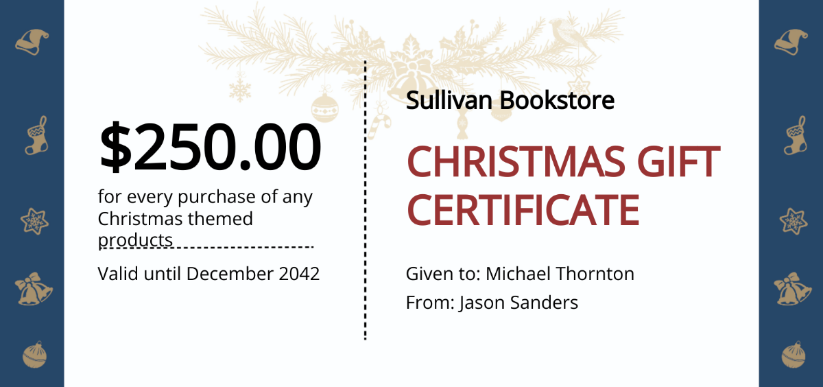 Editable Christmas Gift Certificate Template