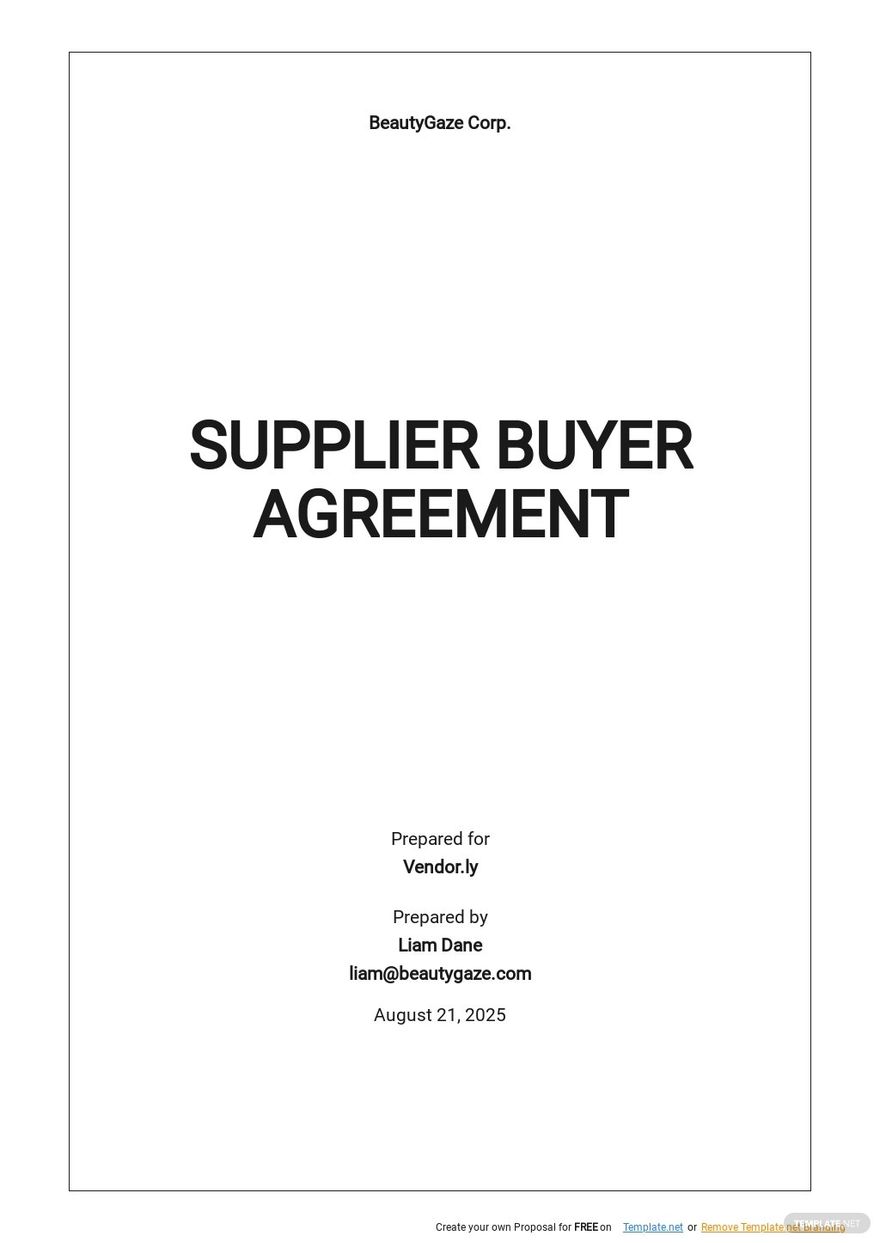 Supplier Buyer Agreement Template