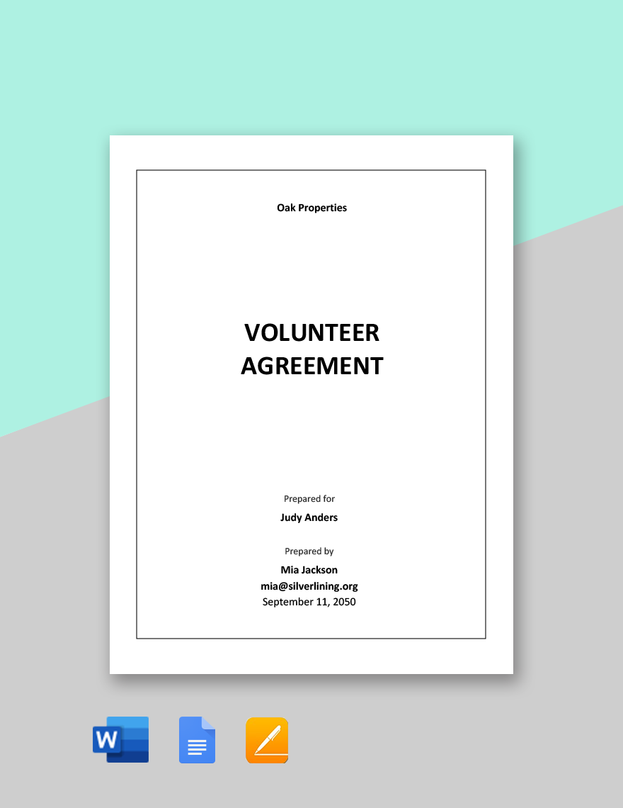 Simple Volunteer Agreement Template