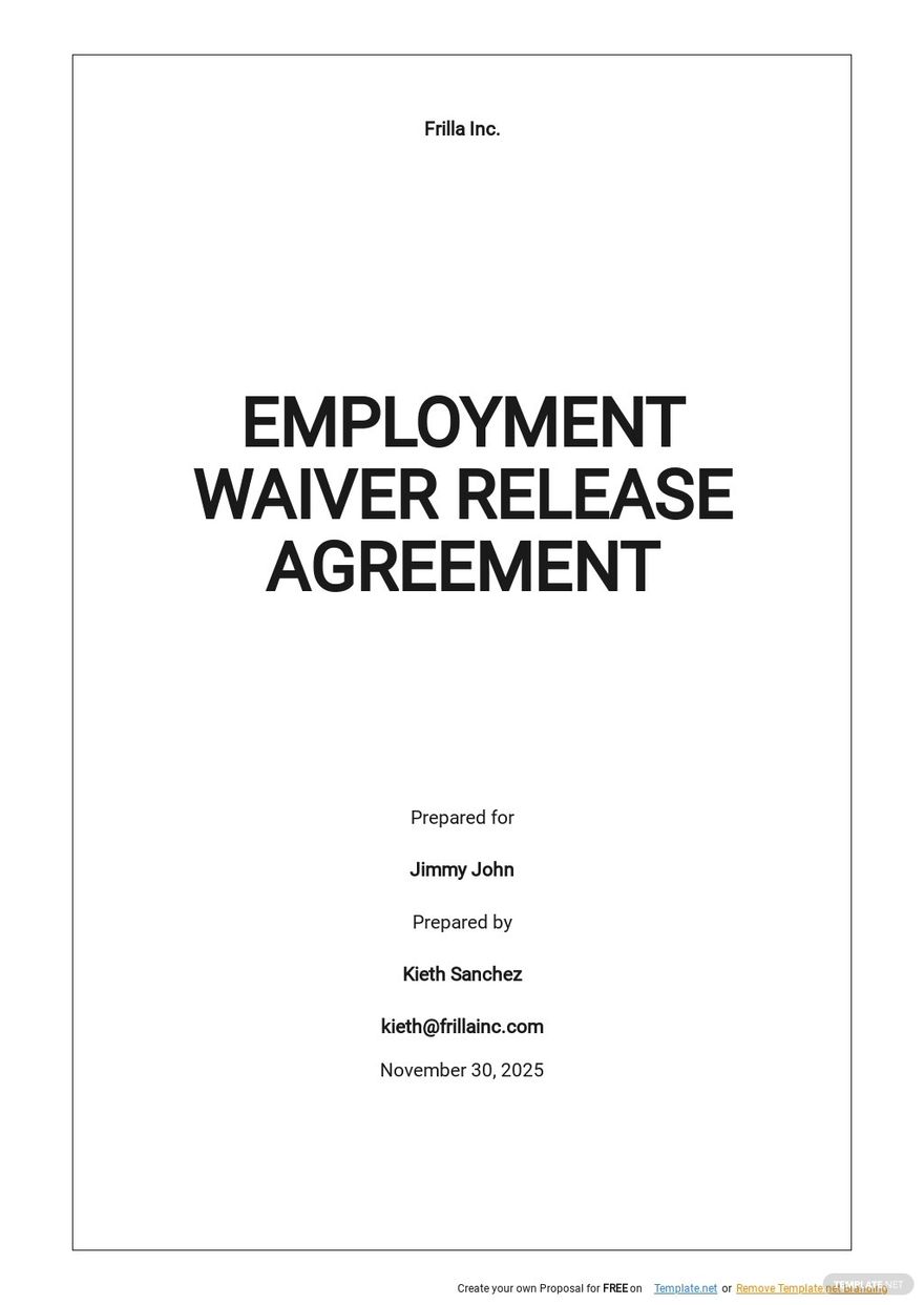 Employment Waiver Release Agreement Template