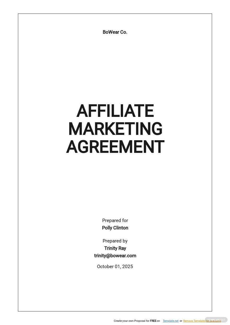 Affiliate Marketing Agreement Template
