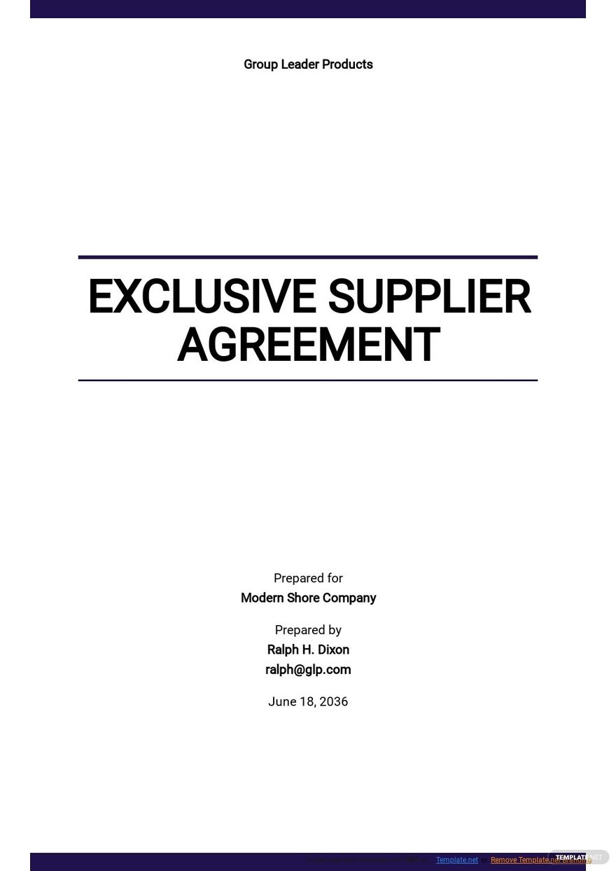 Exclusive Supplier Agreement Template