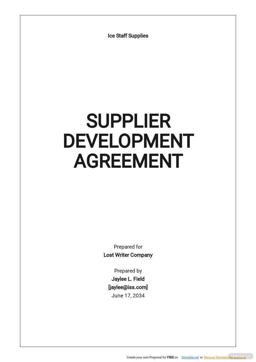 Supplier Development Agreement Template