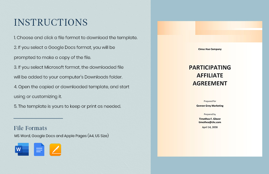 Participating Affiliate Agreement Template