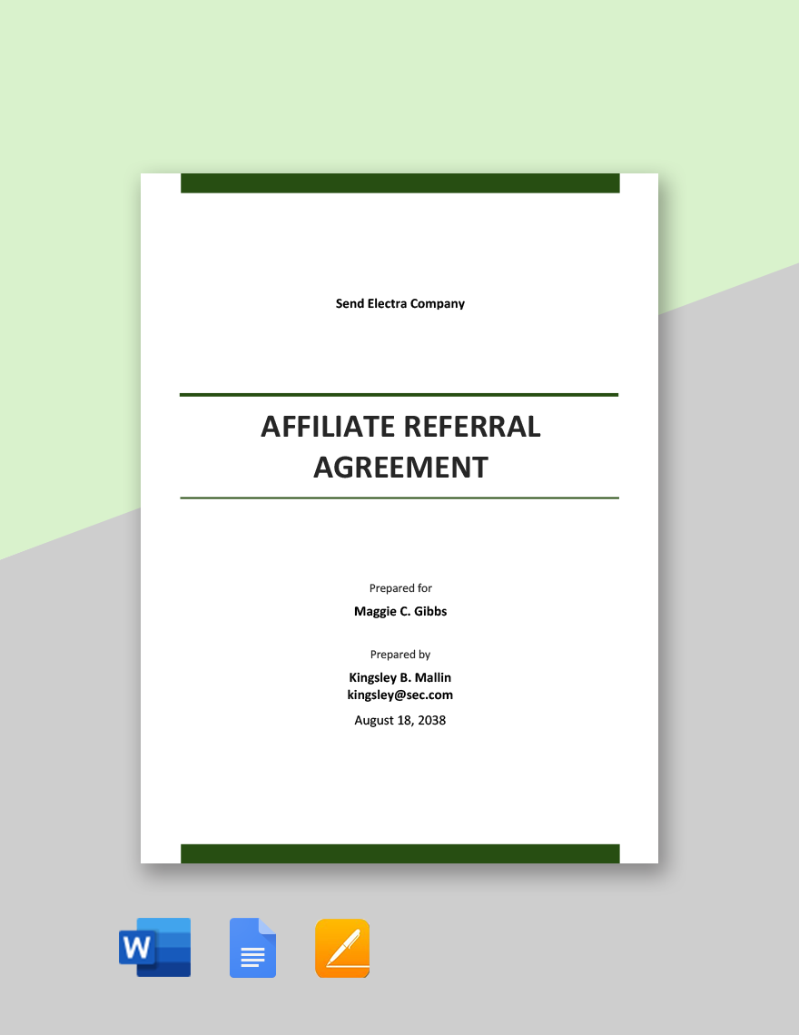 Affiliate Referral Agreement Template in Word, Google Docs, Apple Pages