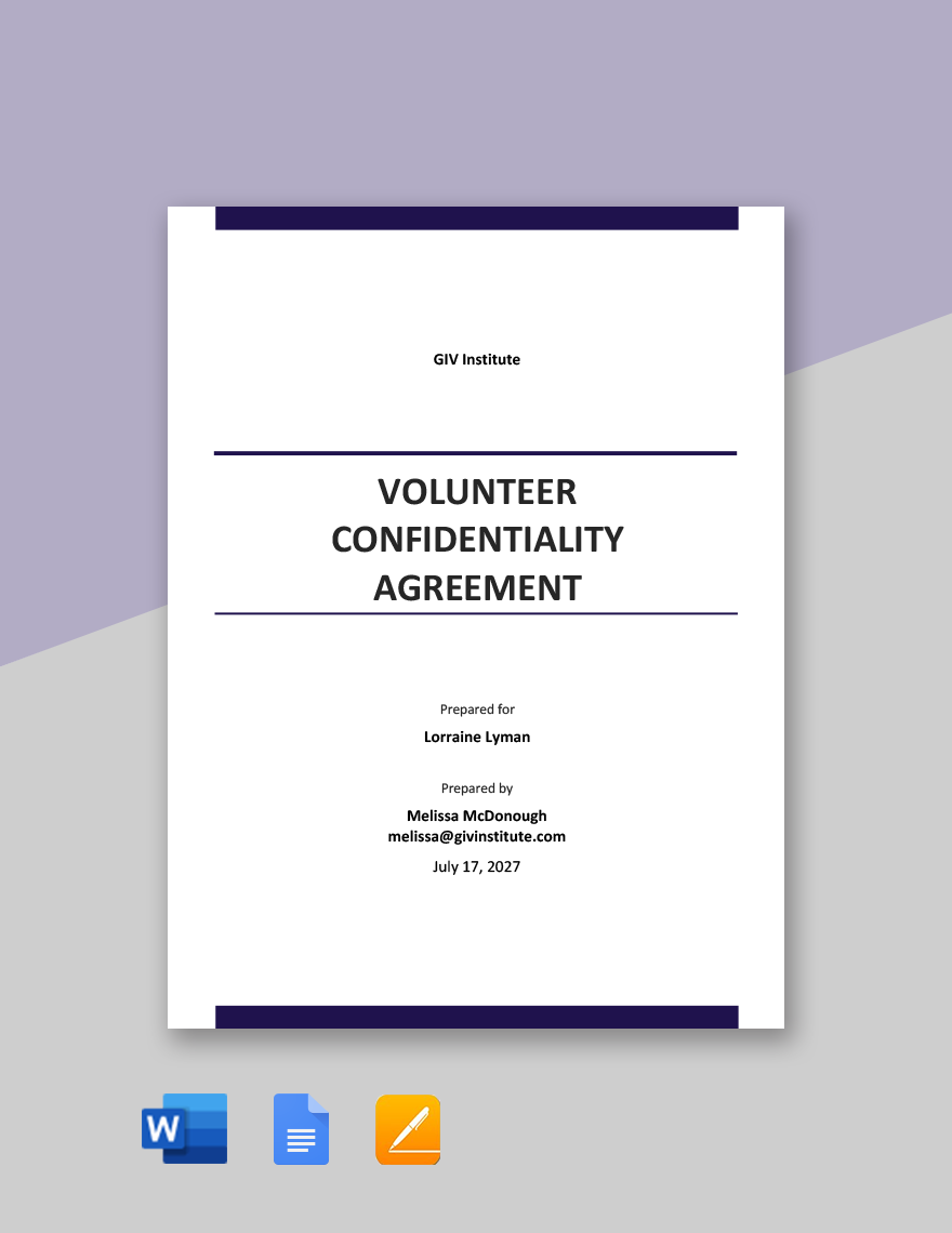 Volunteer Confidentiality Agreement Template