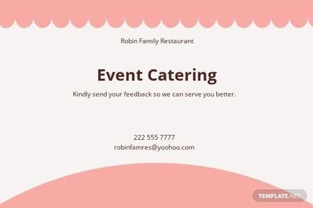 Free Food Service Comment Card Template