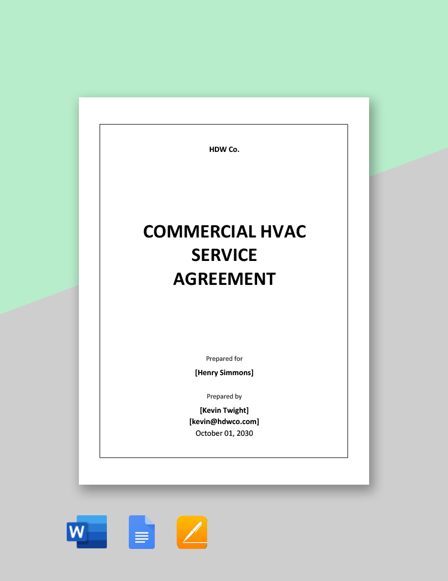 Commercial HVAC Service Agreement Template