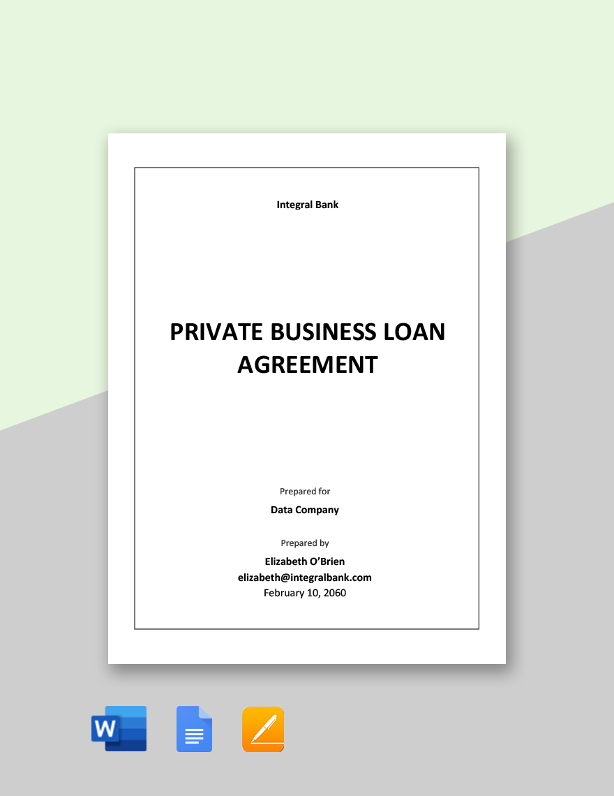Private Business Loan Agreement Template 