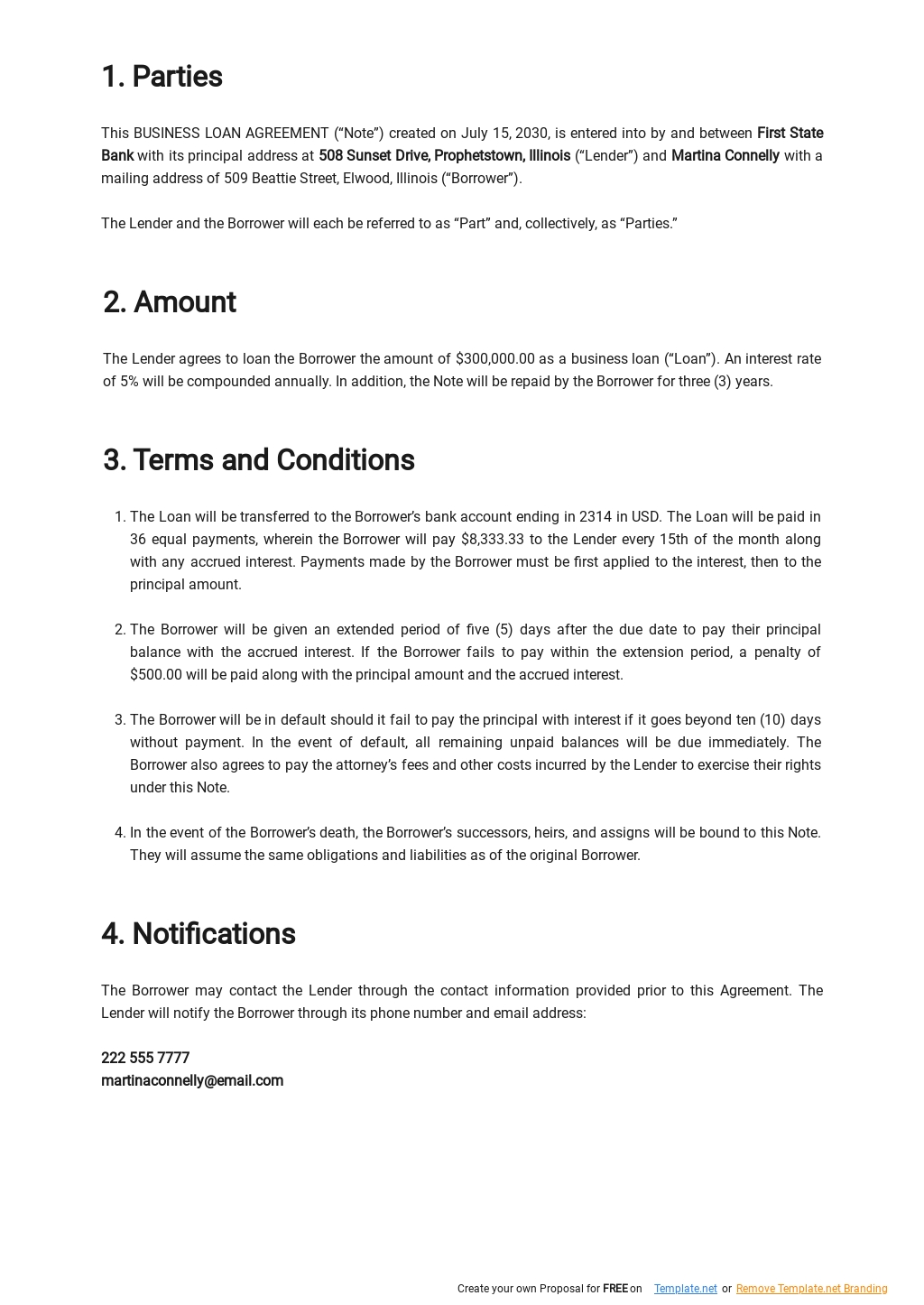 Business Loan Agreement Template in Google Docs, Word | Template.net