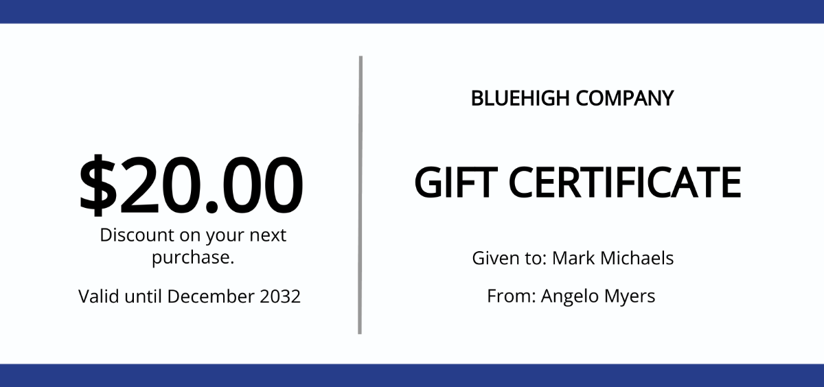 Editable Company Gift Certificate Template
