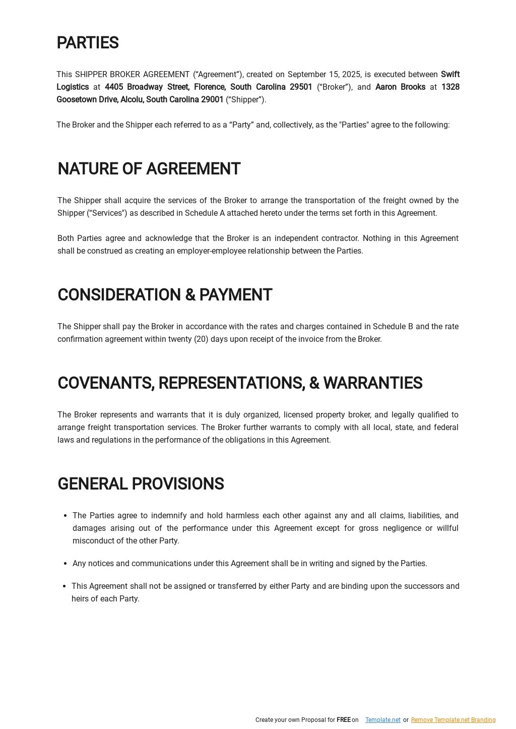 Shipper Broker Agreement Template [Free PDF] Google Docs, Word