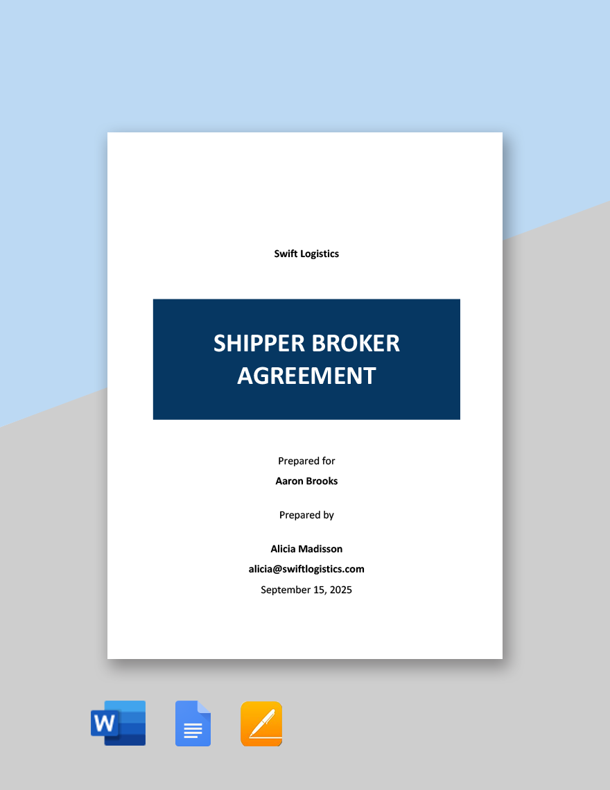 Shipper Broker Agreement Template