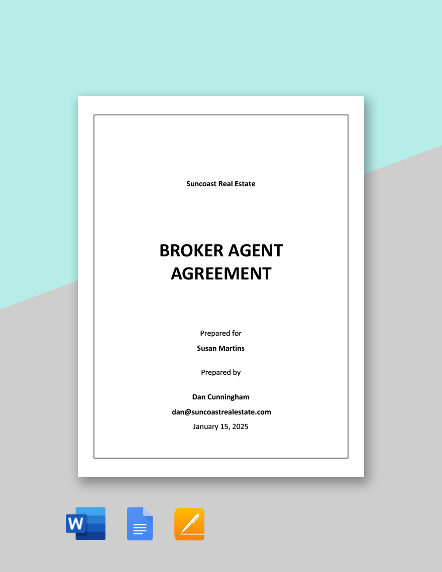 Broker Agent Agreement Template in Word, Google Docs, Apple Pages