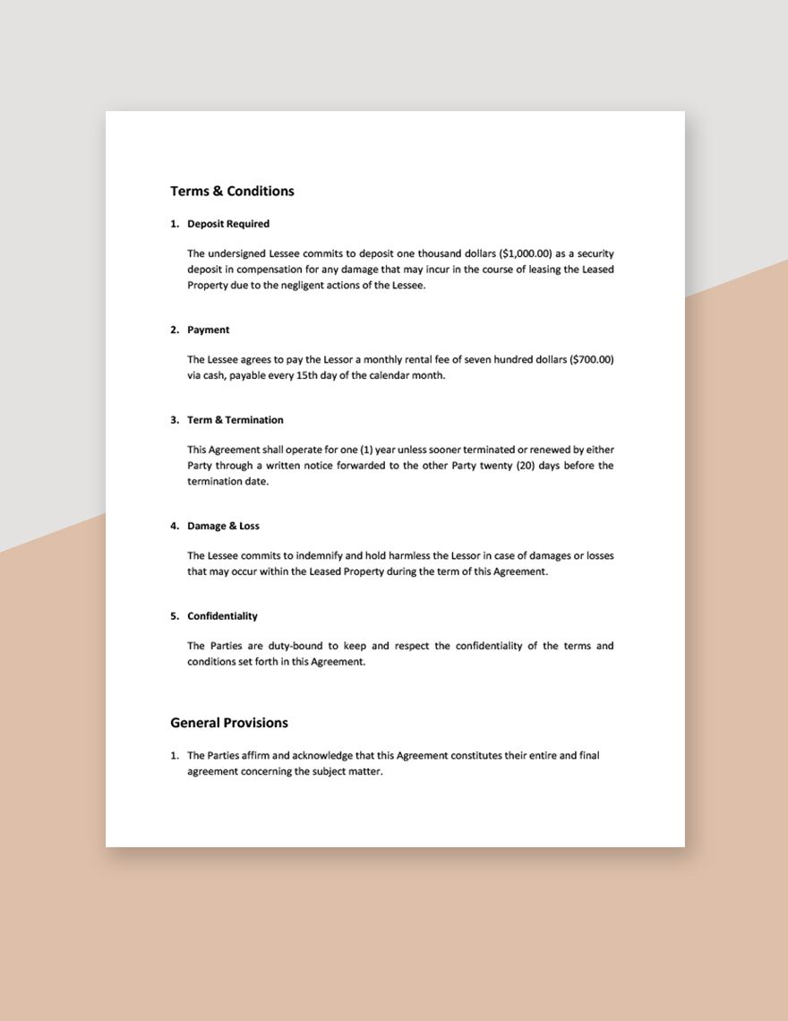 Sample Apartment Lease Agreement Template