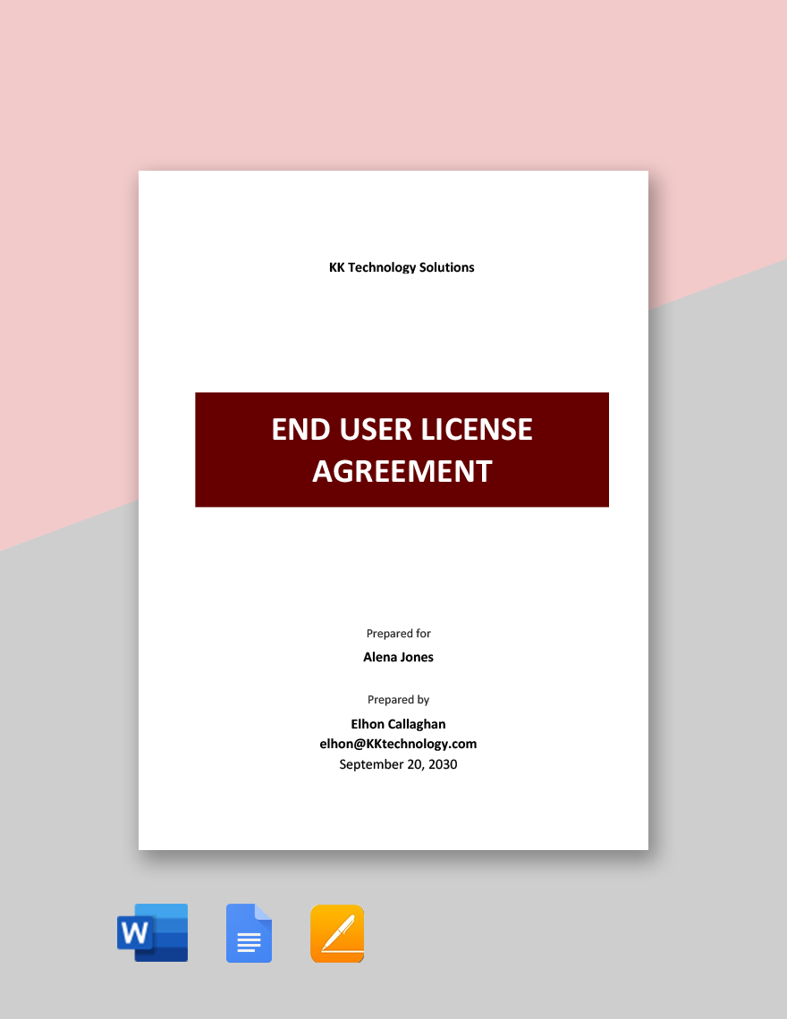 End User License Agreement Template in Word, Google Docs, Apple Pages