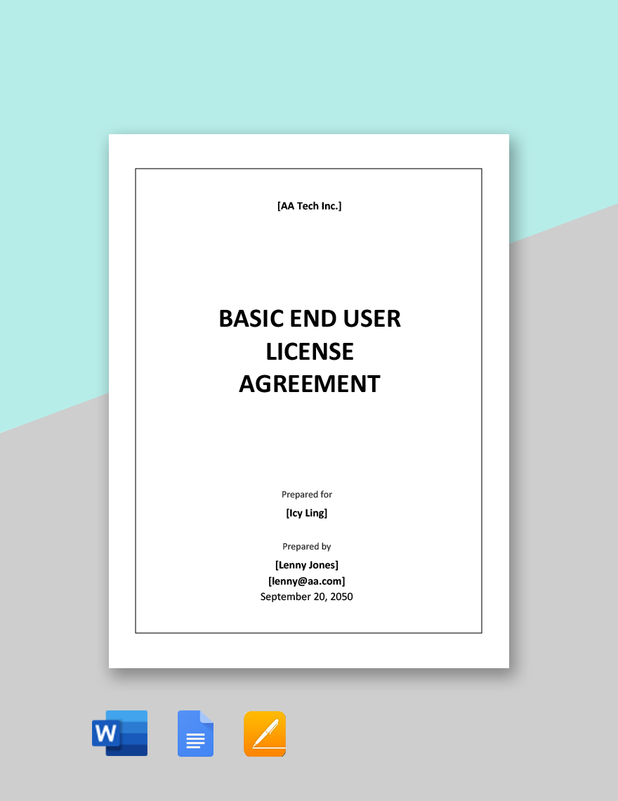Free Basic End User License Agreement Template