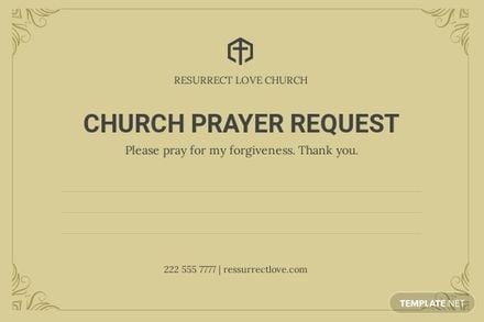 Church Prayer Request Cards Template